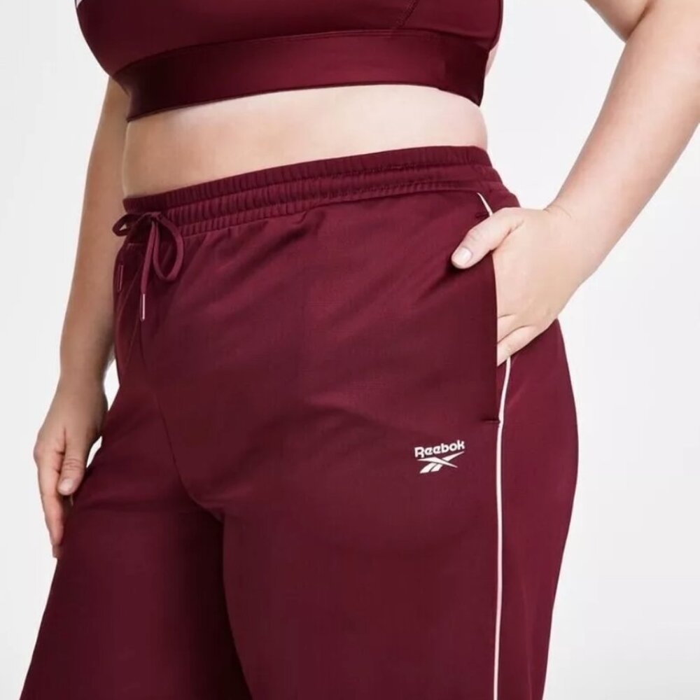 Reebok Pull On Drawstring Waist Tricot Pants Classic Maroon Plus Size‎ 1X